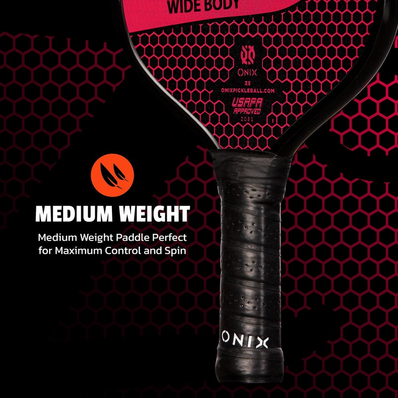 ONIX Graphite Z5 Pickleball Paddle (Graphite Carbon Fiber Face with Rough Texture Surface, Cushion Comfort Grip and Nomex Honeycomb Core for Touch, Control, and Power), Pink - Image 5